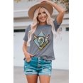 thumbnail image 2 of ABPHQTO Camiseta gris con estampado de cactus Longhorn Weatern Diamond para mujer, 2 of 5