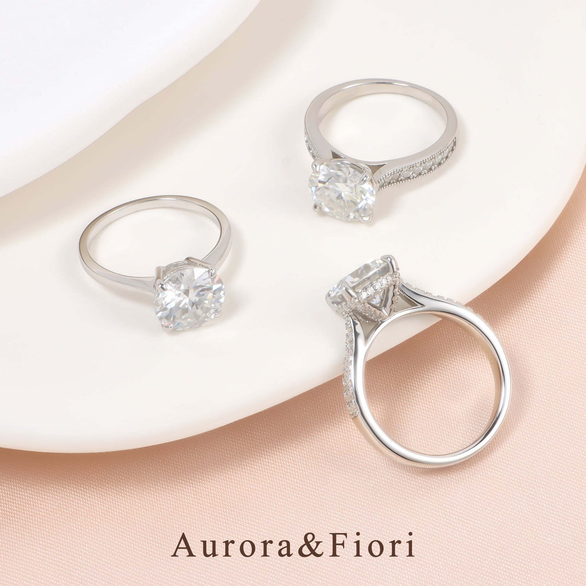 Aurora&Fiori 1.5CT Moissanite Engagement Rings for Women, S925 Sterling Silver with 18K White Gold Plated Promise Wedding Ring Size7