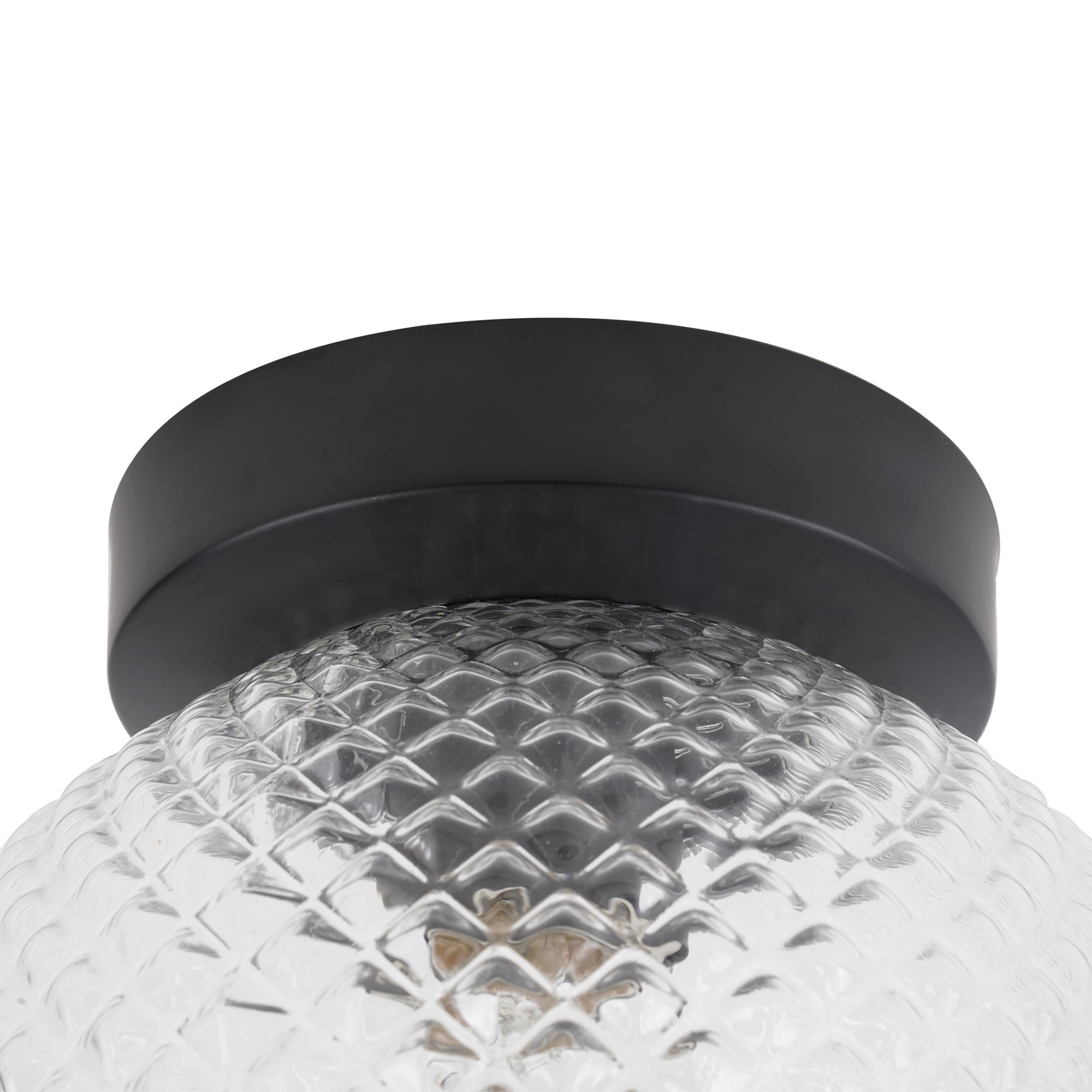 Kenroy Home Prismatic 8'' Flush Mount Ceiling Light Fixture with Clear Glass Globe Shade for Entryway, Hallway, Closet, or Bedroom, Black