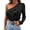 Black, variant on Product Category Women's T-Shirts - Women's Long Sleeve Shoulder Top with Pads Shirt - Knit Top for Everyday Wear