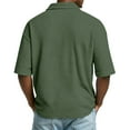 thumbnail image 5 of Dwelliawo Mens Short Sleeve Polo Shirts Golf Color Block Henley Shirt with Collar Big and Tall Casual Tshirts Comfort Button Up Waffle Shirts Army Green M, 5 of 8