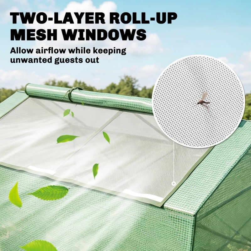 Alvantor Green 71"x36"x28" Mini Greenhouse with Large Zippered Windows, Portable Hot House for Outdoor Plants