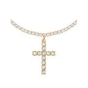 Jessica Simpson Women's Crystal Cubic Zirconia Cross Necklace