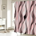 thumbnail image 3 of Modern abstract gray and brown striped shower curtain set bathroom with hooks, 72x72 inches, 3 of 8