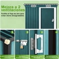 thumbnail image 4 of 5 x 3 FT Cobertizo de Almacenamiento Exterior con Puerta Simple, Ventanillas de Ventilación Blancas y Cerradura para Almacenamiento en Patio Jardín Trasero,162 * 86 * 181cm (Verde), 4 of 8