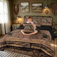 thumbnail image 3 of meiyoeat Wooden Fishing Bass Twin Bedding for Men Boys, Brown Vintage Lodge Cabin Bedding Comforter Set, Black Reversible, 7-Piece, 3 of 5