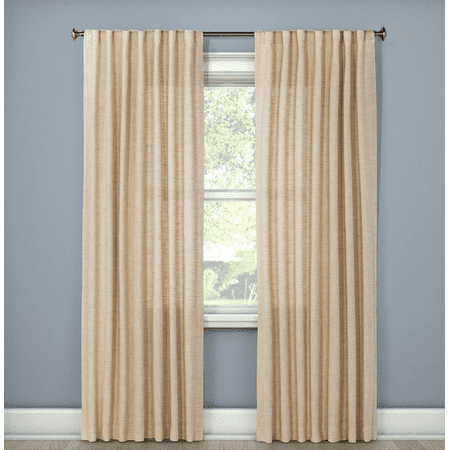 95 x 54 Cream Textured Weave Back Tab Window Curtain Single Panel