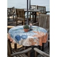 thumbnail image 2 of Outdoor Tablecloth with Umbrella Hole for Patio/Picnic/Party/Camping, Sea Turtle Coastal Waterproof Table Cloth Round Cover Washable, Summer Beach Coral Nautical Blue Wood (Dia 54"), 2 of 8