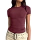 thumbnail image 1 of Mujeres crewneck camiseta suave piel transpirable manga corta Tops para diario al aire libre, 1 of 5