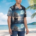 thumbnail image 3 of Fotbe Moonlit Sea Sailboat Camisa Hawaiana para Hombre Unisex – Camisa Casual de Verano con Botones de Manga Corta de Algodón y Lino,XX-Large, 3 of 7