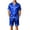 Royal Blue, variant on Mens Pajama Set, Short Sleeve Button Front Open Chest Pocket Tops and Dual Side Shorts Solid Color Sleepwear Nightwear Pink S