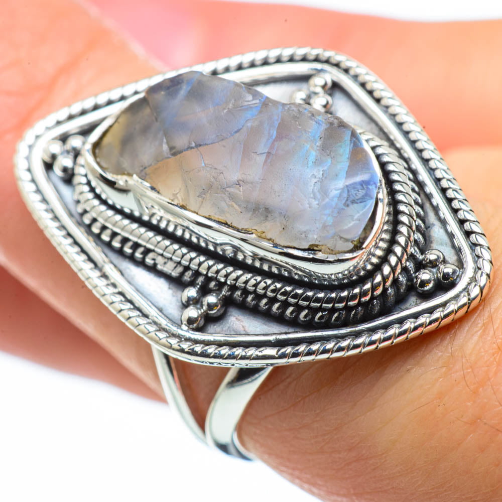 925 Sterling Silver Ana Silver Co Rainbow Moonstone Ring Size 7 Bohemian - Handmade Jewelry Vintage RING949326