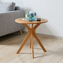 GVN Outdoor Eating Tables,Patio Table,27 InchOutdoor Round Solid Wood Coffee Side Bistro Table