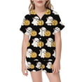 thumbnail image 4 of Halloween Short Sleeve Pajamas 2 Piece Set, B·oys G`irls Sugar Skull Pumpkin Print Sleepwear, Loungewear Home Wear Multiple Sizes 80-160, 4 of 5