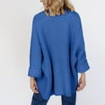 thumbnail image 4 of Baberdicy Women's Oversized 3/4 Sleeve Open Front Knit Cardigan Outwear with Pockets , 2025 Knit Cardigan, Solid Oversized Sweater, Trendy Lounge Coat Blue S, 4 of 5