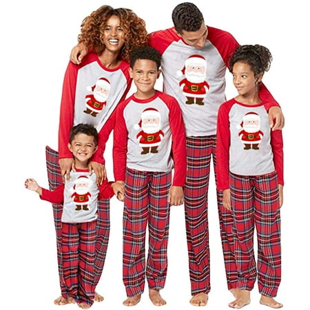 

Matching Family Pajamas Sets Christmas PJ s Long Sleeve Tee and Plaid Pants Loungewear