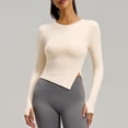 thumbnail image 4 of Workout Tops for Women Long Sleeve Split Hem Shirt Yoga Top Running Shirt Seamless Athletic Top Gray XL, 4 of 9