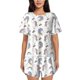 thumbnail image 1 of Fotbe Funny Kawaii Unicorns Dancing Conjunto de Pijama Estampado para Mujer, 2 Piezas, Ropa de Dormir con Camiseta de Manga Corta y Shorts Suaves-X-Large, 1 of 6