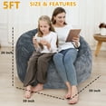 thumbnail image 2 of OYang Bean Bag Chair Cover ,Lazy Bean Bag Velvet Cover Soft Removable Washable Slipcover Jacket for Most Bean Bag Sofa-5ft, 2 of 2