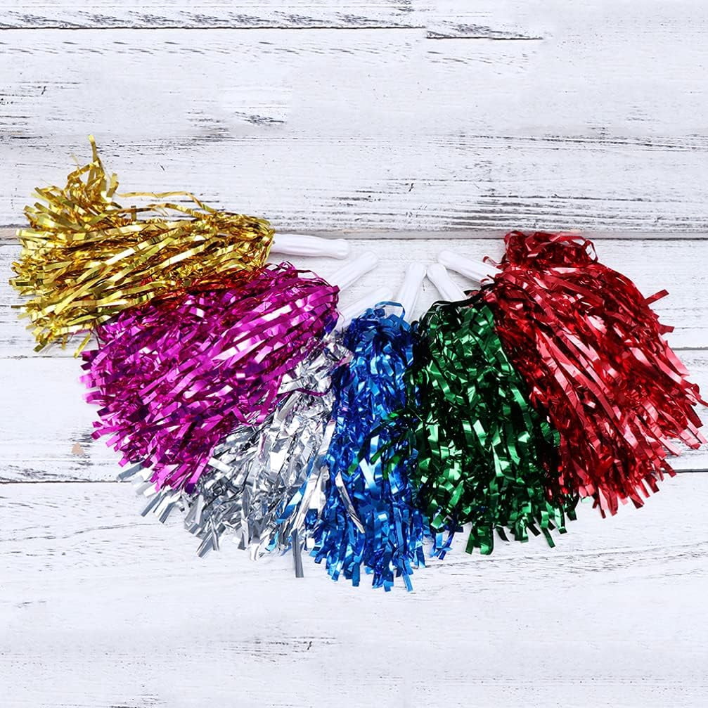 LINLIN 5 Pairs Cheerleading Pom Poms Hand Flowers Cheerleader Pompoms Cheering Hand Flowers for Sports Meeting Cheers Ball Game Dance Fancy Dress Night Party Assorted Color