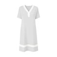 thumbnail image 7 of QUNYINEY Casual Dresses Women Short Sleeve White Midi Lace A Line Dress V Neck Loose Fit Vacation Beach Dresses, 7 of 7