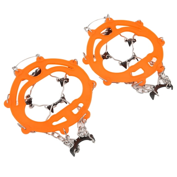 EBTOOLS Anti Skid ,2Pcs Ice Traction Cleats Anti Skid Shoe Crampon Cover Snow Grips with 8 Spikes for Hiking Walking Mountaineering,Ice Cleats for Shoes