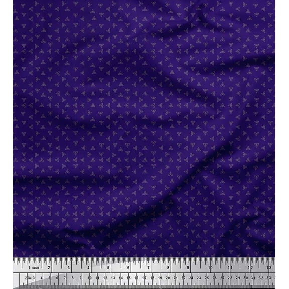 Soimoi Silk Fabric Grey Small Motif Shirting Printed Fabric 1 Yard 42 Inch Wide