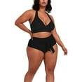 thumbnail image 1 of Women's Plus Size High Waisted Bandage Bikini Set Wrap Two Piece Push Up Swimsuits, 1 of 2