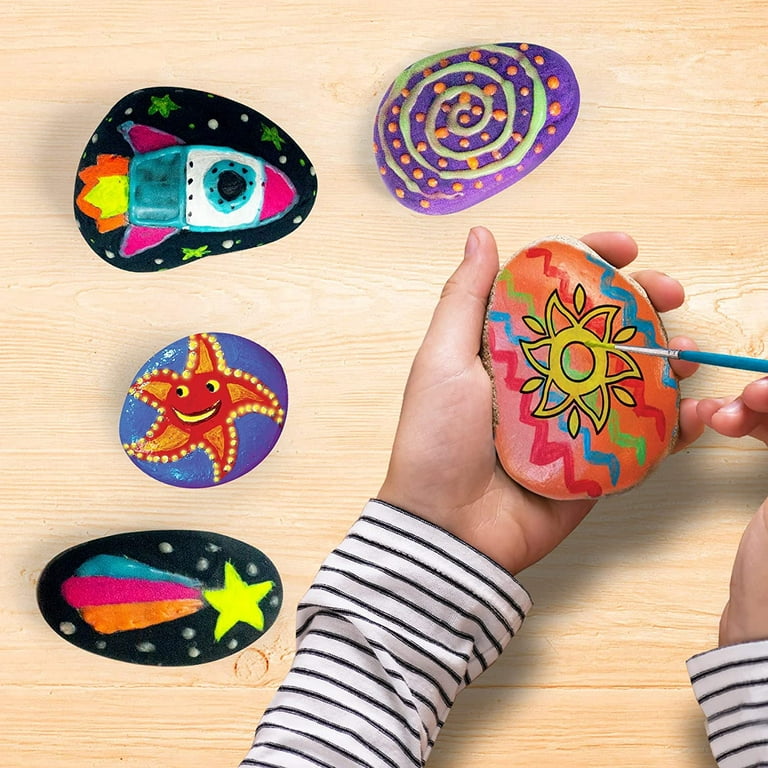 12 Rock Painting Kit, 36 Pcs Arts and Crafts for Kids Ages 5-7
