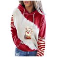 thumbnail image 4 of Sweats à Capuche pour Femmes sur l'Autorisation Mode Casual Imprimé à Manches Longues Pull à Capuche Tops Pull-Shirt, 4 of 5