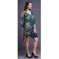 thumbnail image 3 of Bimba Blue Floral Rose Ladies Plus Size Kaftan Summer Wear Beach Coverup Kimono Caftan-S-L, 3 of 5