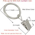 thumbnail image 3 of 44 Pack Curtain Rings with Clips, Curtain Clip Rings Hooks, Bow Hanger Clips for Hanging Drapery Drapes Bows, Ring 1 inch Interior Diameter, Fits up to 5/8" Rod, Matte Silver, 3 of 5