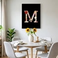 Black Letter M Flower Canvas Wall Art for Living Room, Watercolor ...