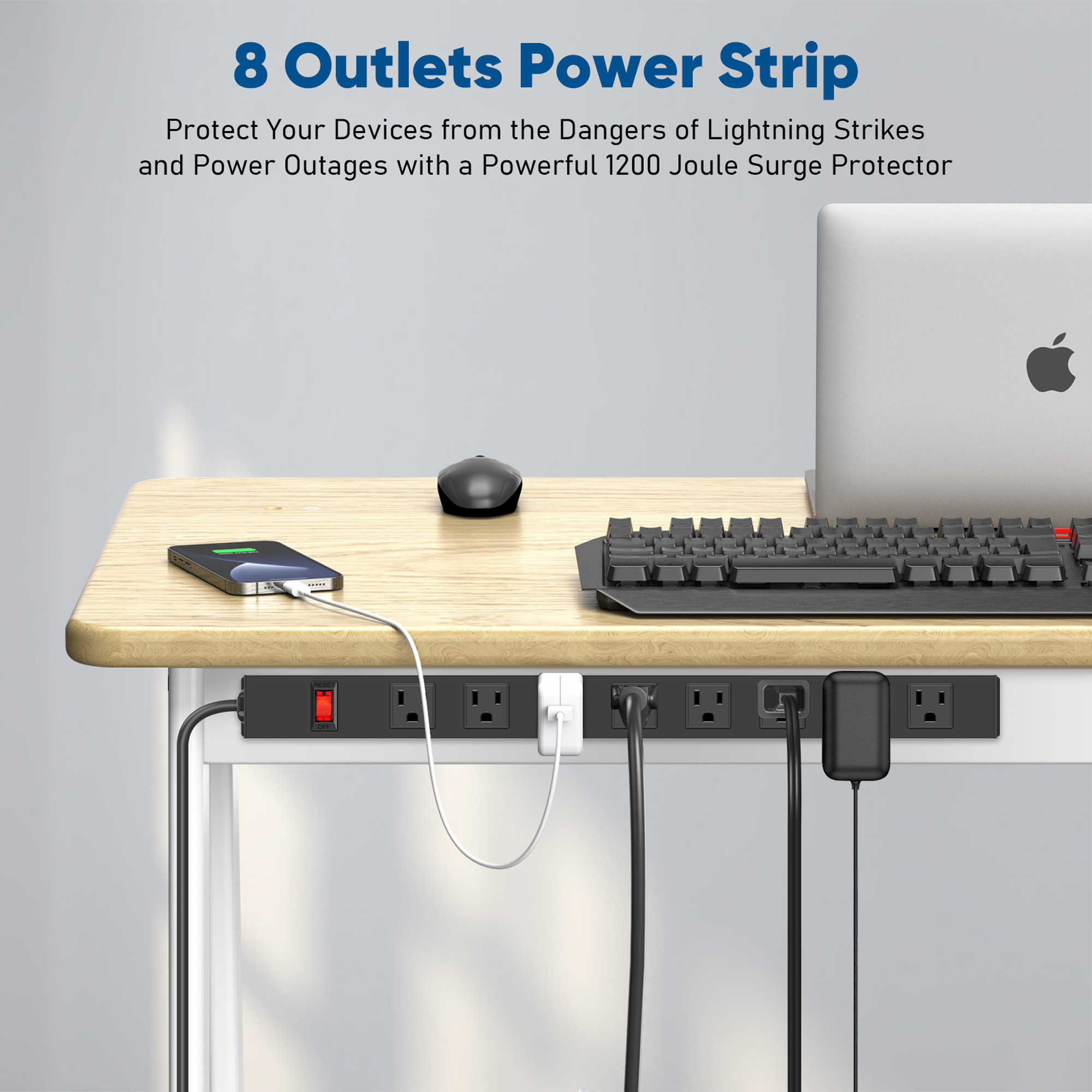 VILONG 8-Outlet Heavy-Duty Surge Protector Power Strip photo 8