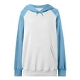 thumbnail image 3 of Fall Hoodie for Women Patchwork Long Sleeve Warm with Pocket Loose Fit Hooded Sweatshirts, 3 of 3