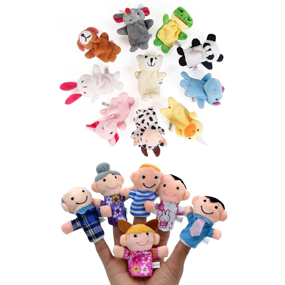 COMING 16pcs Educational Puppets Story Time Finger Puppets-10 Animals and 6 People Family Members Included 