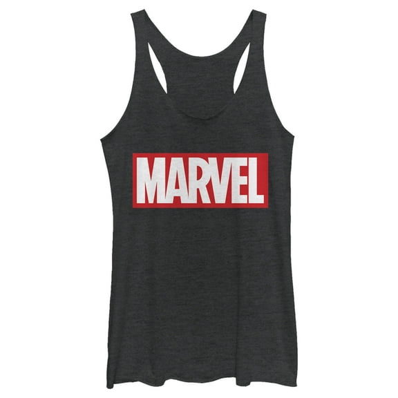 Women's Marvel Classic Bold Logo  Racerback Tank Top Black Heather Small