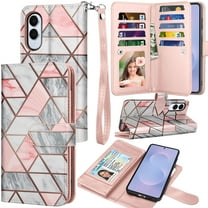 For Samsung Galaxy S25 Edge Wallet Case with Credit Card Holder for Women Men, Flip PU Leather Wallet Phone Case for Galaxy S25 Edge, Tekcoo Detachable Magnetic Kickstand Cover with Strap, Marble