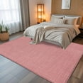 thumbnail image 5 of Peach Pink 6x9 Area Rugs, Farmhouse Burlap Solid Pink Color Modern Linen Texture Non-Skid Rubber Backing Large Rectangle Rugs - Living Room Bedroom Home Office, Indoor Floor Mat Carpets Washable Rug, 5 of 9