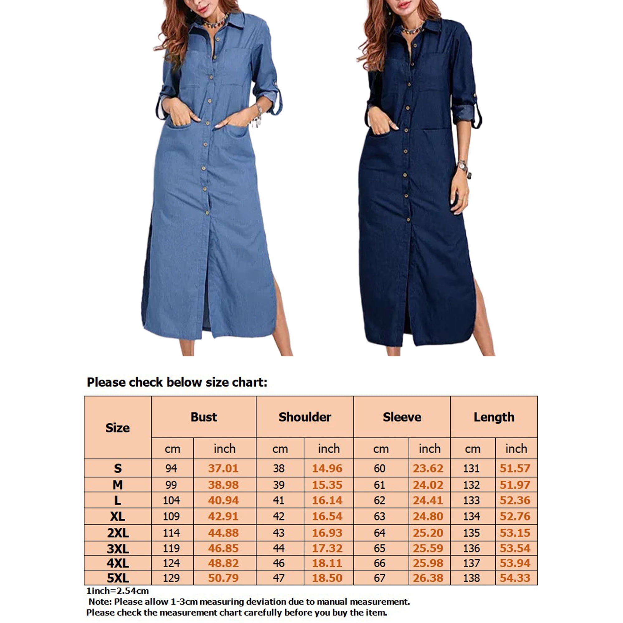 Bellella Women Jean Dresses Lapel Denim Shirt Dress Button Down Single Breasted Long Sleeve Party Light Blue 2XL