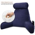thumbnail image 2 of Clara Clark Bed Rest Reading Pillow with Arms and Pockets - Premium Shredded Memory Foam TV Pillow, Detachable Neck Roll & Lumbar Support Pillow, Large, Navy Blue, 2 of 7