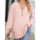 thumbnail image 4 of Camisa Henley de Larga para Mujer, Cuello en V, Suéteres Casuales Elegantes, Ropa de Moda para Otoño. Rosa S, 4 of 10