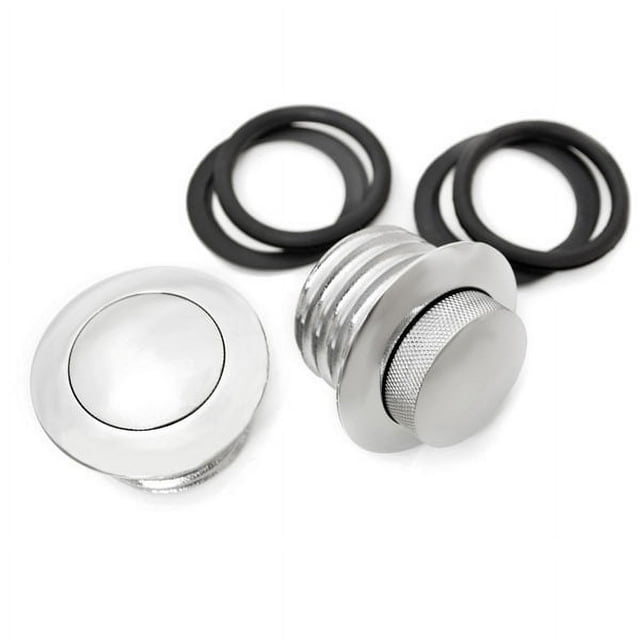 Krator Dual Chrome Pop Up Flush Gas Cap Vented Compatible with Harley Davidson Fueltank Fuel Cap Left & Right (1982-2010)