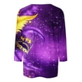 thumbnail image 4 of Tnhcen Women's Plus Size Carnival Print Crewneck 7/8 Sleeve T-Shirt - Spring and Fall Essentials Loose Fit S-5XL Casual Shirts Carnival Parade Outfit Mardi Gras Party Attire, 4 of 5