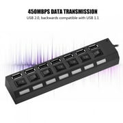 Tebru 7 Port USB Hub,USB 2.0 Hub Splitter,480Mbps 7 Port USB Hub No Conflict Plug & Play 7 Port USB 2.0 Hub for Mouse/Printer/Scanner