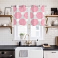thumbnail image 2 of 2 Panels Kitchen Tier Curtains 39 Inch Length, Pink Dahlia Grommets Window Treatment Curtain, Farmhouse Abstract Grey Floral Patterned Thermal Curtains Drapes for Living Room/Bathroom, 2 of 9