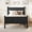 Black, variant on Mirightone Twin Size Platform Bed Frame with Headboard & Footboard, Modern Farmhouse Wood Grain Bed for Teens & Guest Room, Dark Walnut