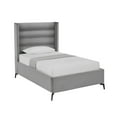 thumbnail image 2 of Montez Upholstered Velvet Twin XL Wingback Platform Bed, Light Grey, 2 of 7