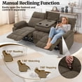 thumbnail image 4 of Korser 3-Seater Manual Recliner Sofa with Cup Holders and Recessed Power Strip,Reclining Couch with Pull-Down Table Reclining Sofa Chair for Living Room,Brown, 4 of 7