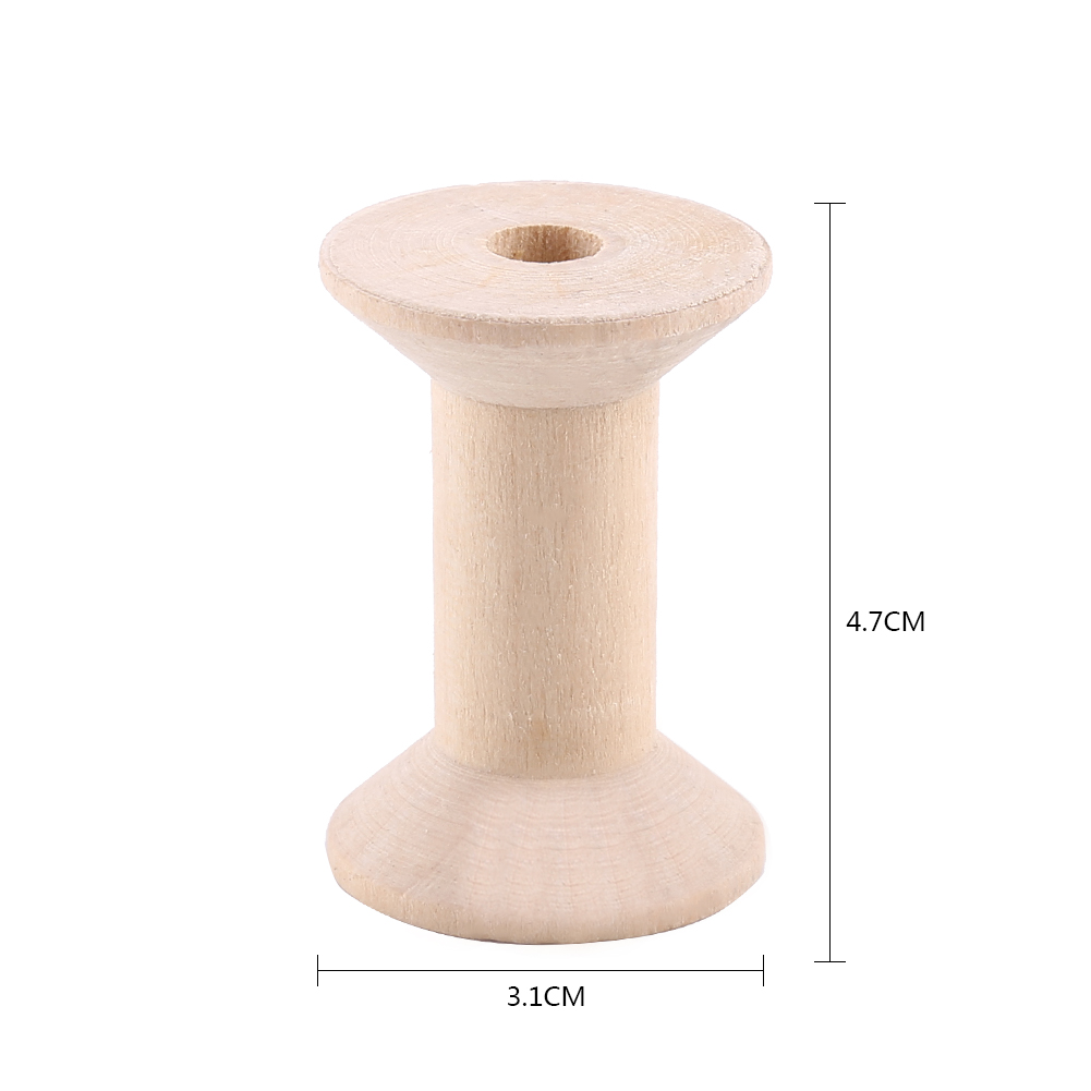 Natural Wood Color #N//A 3 Pack Empty Thread Spools Prevent Knotting Wooden Empty Wire Cords Spools Bobbins